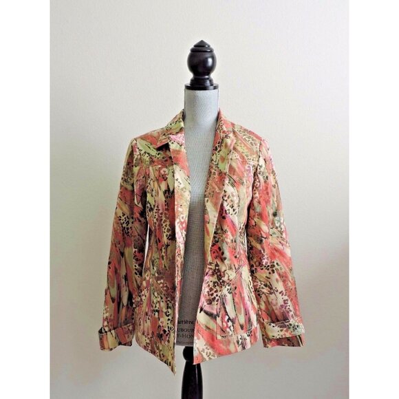 Chicos Jacket Button Down Blazer Artistic Pink Chico’s Size 0 Womens 4 Small - Picture 2 of 11